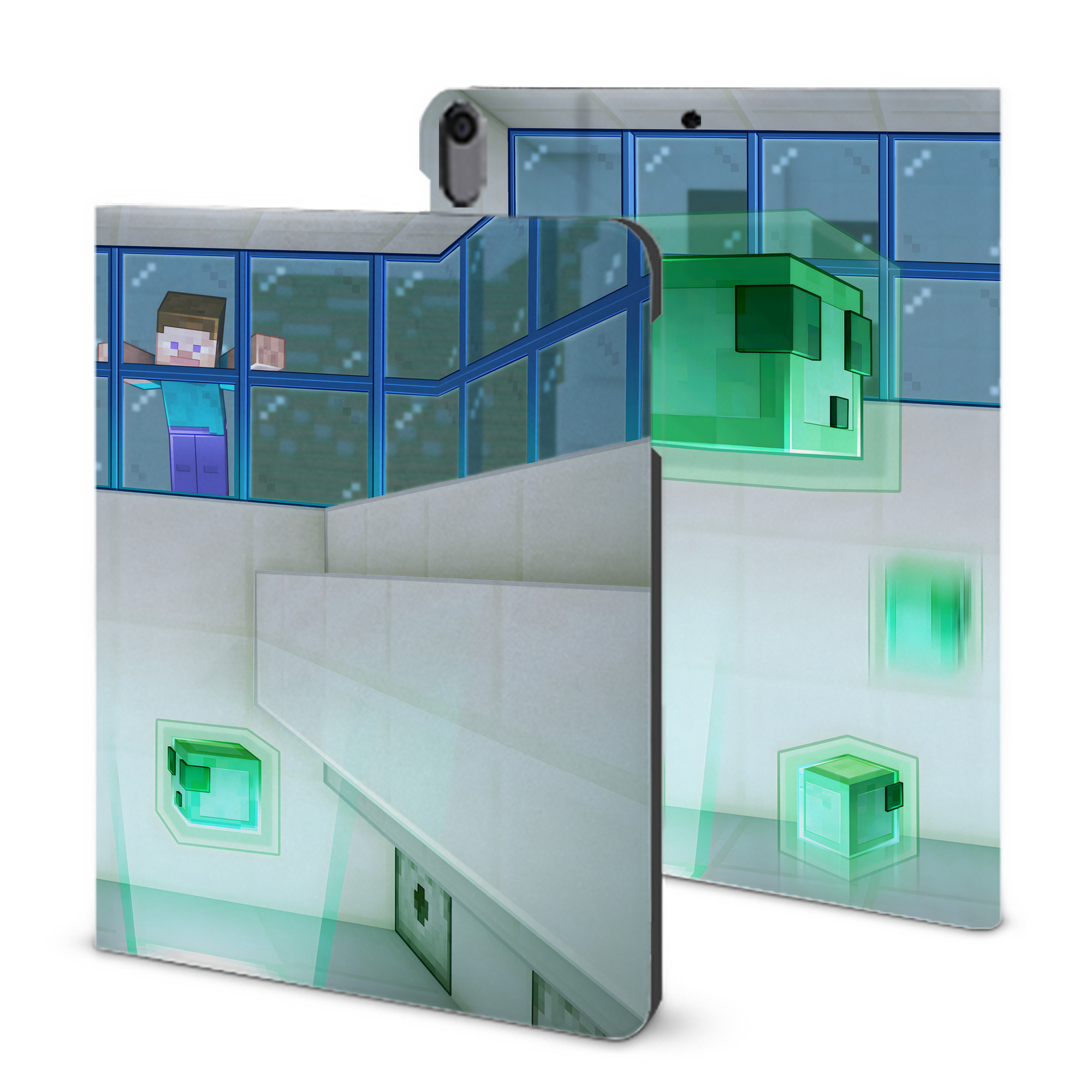 （画像用） マインクラフト ブロックの世界 Minecraft MC Block world IPad ケース ブック型 PUレザー TPU 耐衝撃 軽量 薄型 ペン収納なし 全面保護 IPad 各モデル対応
